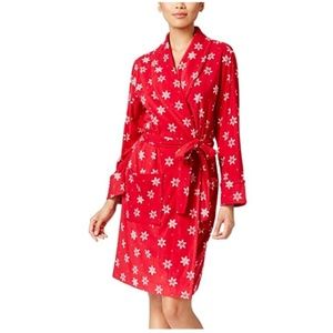 Womens Charter Club Snowflake Holiday Plush Bathrobe Size XXL Belt Pockets NWT